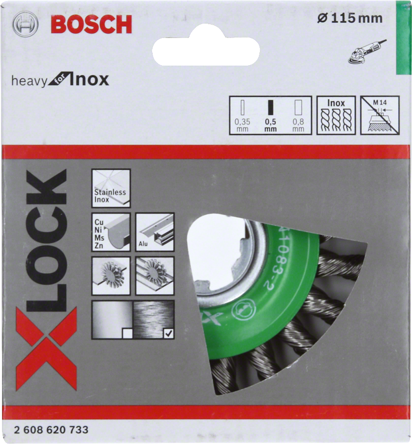 Bosch - X-LOCK - Heavy Serisi Inox İçin Burgulu Yuvarlak Fırça 115*0,5 mm - Resim 2