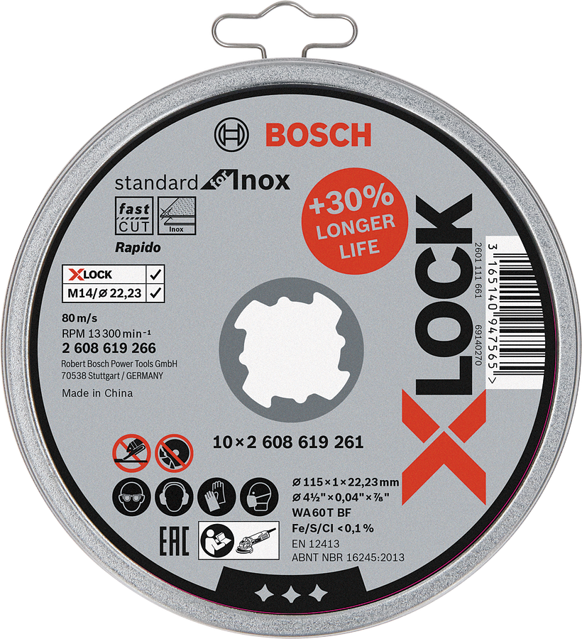 Bosch - X-LOCK - 115*1,0mm Standard Seri Düz Inox (Paslanmaz Çelik) Kesme Diski (Taş) - Rapido 10'lu - Resim 2