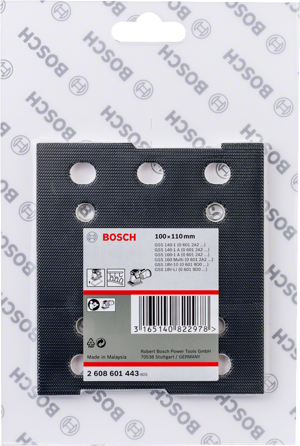 Bosch - Pıtrak Tutturmalı Zımpara Tabanı (110x100 mm) - Resim 2