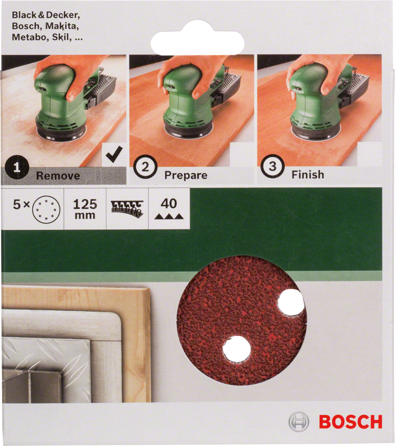Bosch - Eksantirik Zımpara Kağıdı 5'li, 125 mm 40 Kum 8 Delik - Resim 2