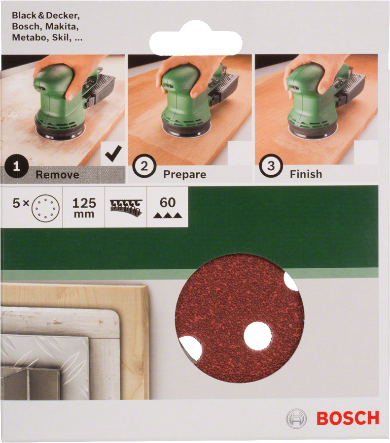 Bosch - Eksantirik Zımpara Kağıdı 5'li, 125 mm 60 Kum 8 Delik - Resim 2
