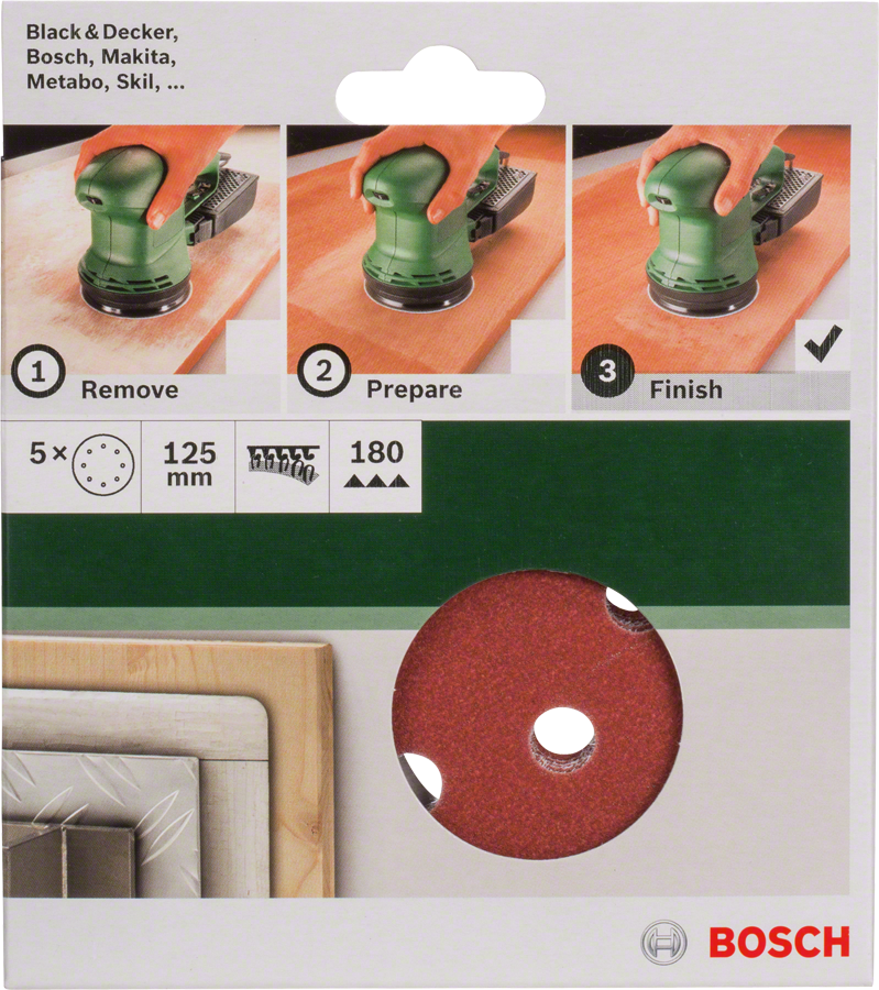Bosch - Eksantirik Zımpara Kağıdı 5'li, 125 mm 180 Kum 8 Delik - Resim 2