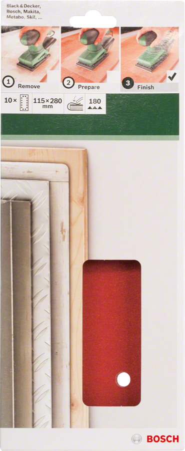 Bosch - Titreşimli Zımpara Kağıdı 10'lu, 115 x 280 mm 180 Kum 14 Delik - Resim 2
