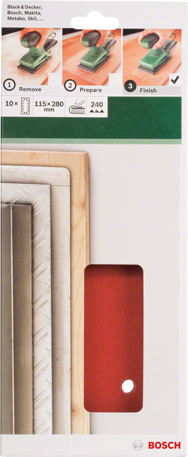 Bosch - Titreşimli Zımpara Kağıdı 10'lu, 115 x 280 mm 240 Kum 14 Delik - Resim 2