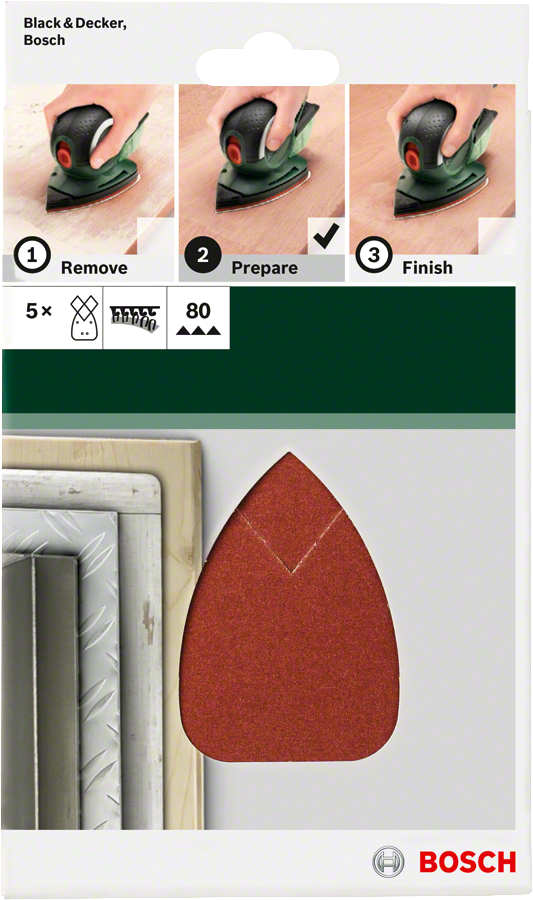 Bosch - Multi Zımpara Kağıdı 5'li, 95 x 135 mm 80 Kum 4 Delik - Resim 2