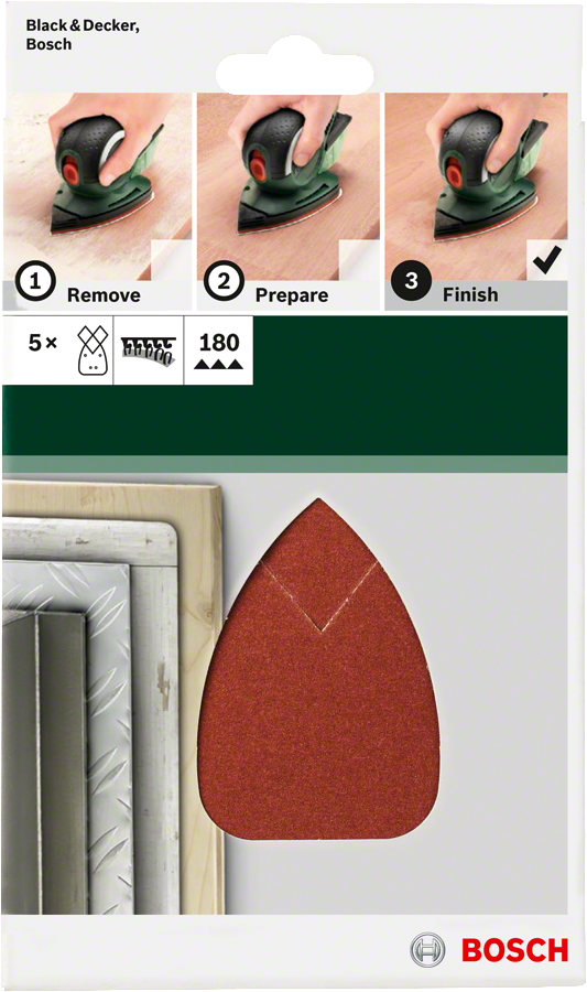 Bosch - Multi Zımpara Kağıdı 5'li, 95 x 135 mm 180 Kum 4 Delik - Resim 2