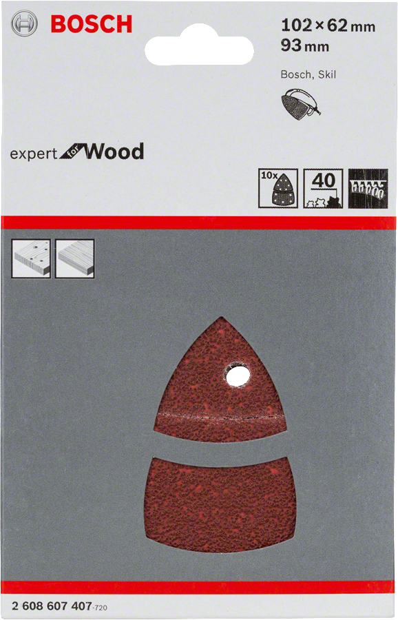 Bosch - Expert for Serisi Ahşap Zımpara 102x62/93x93 mm 40 kum - Resim 2