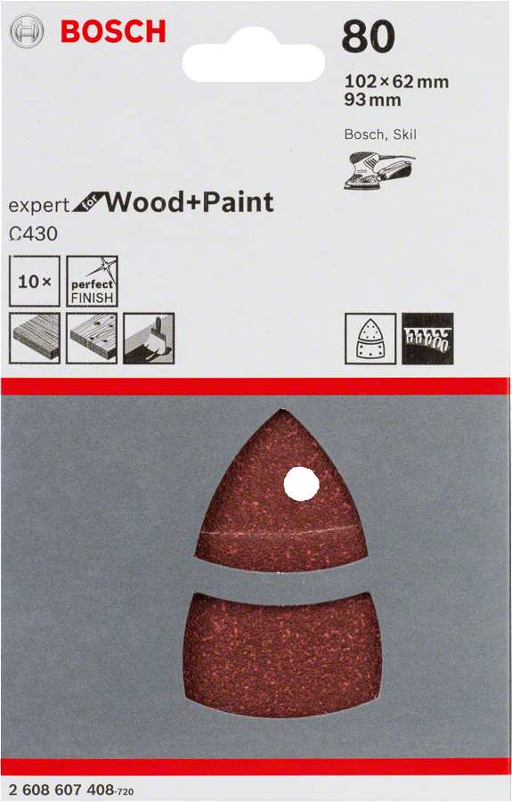 Bosch - Expert for Serisi Ahşap Zımpara 102x62/93x93 mm 80 kum - Resim 2