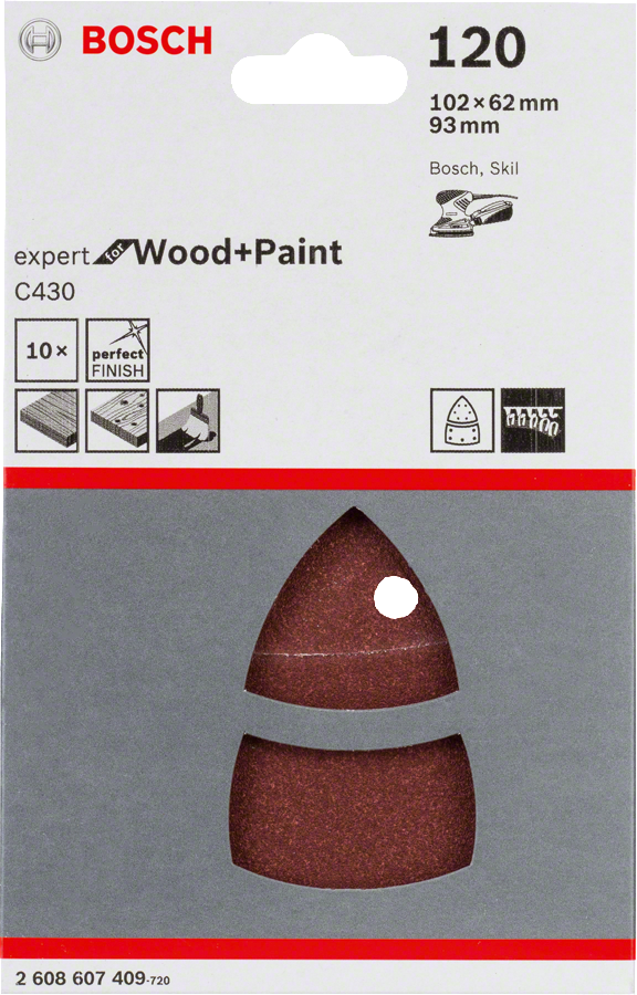 Bosch - Expert for Serisi Ahşap Zımpara 102x62/93x93 mm 120 kum - Resim 2