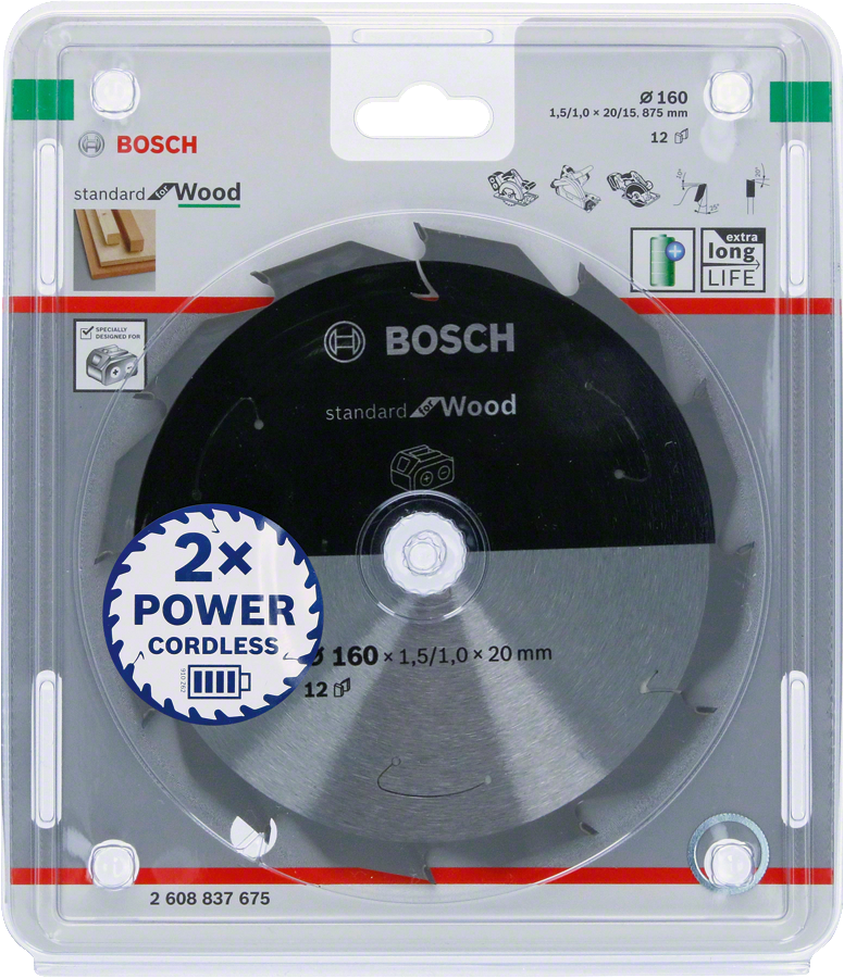 Bosch - Standard for Serisi Ahşap için Akülü Daire Testere Bıçağı 160*20 mm 12 Diş - Resim 2