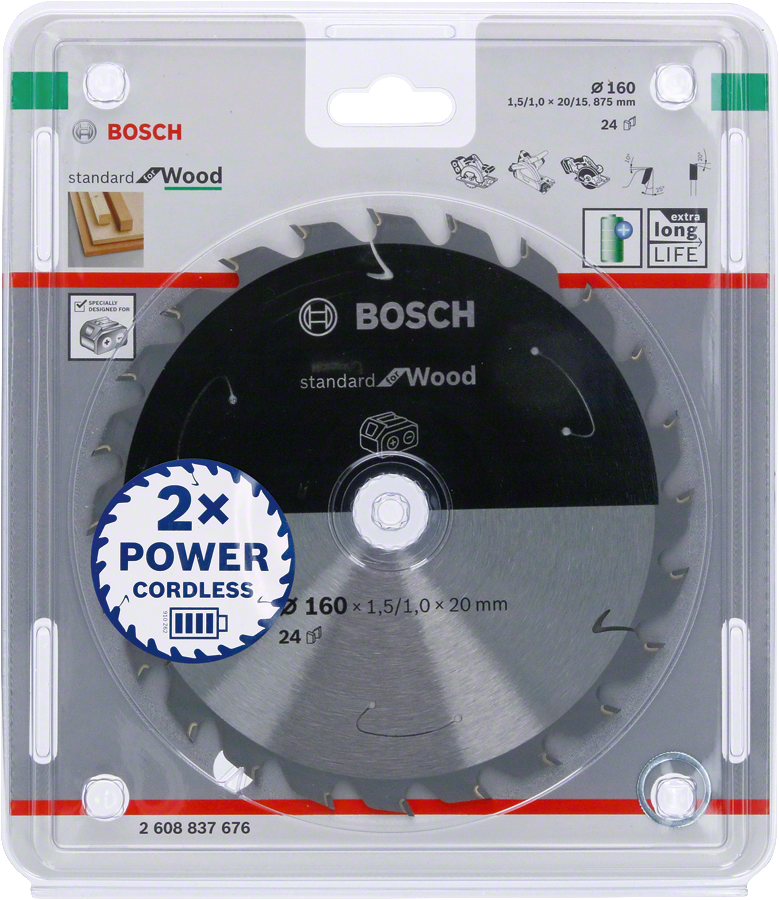Bosch - Standard for Serisi Ahşap için Akülü Daire Testere Bıçağı 160*20 mm 24 Diş - Resim 2