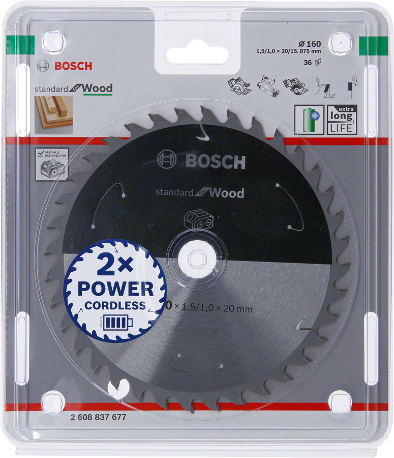 Bosch - Standard for Serisi Ahşap için Akülü Daire Testere Bıçağı 160*20 mm 36 Diş - Resim 2