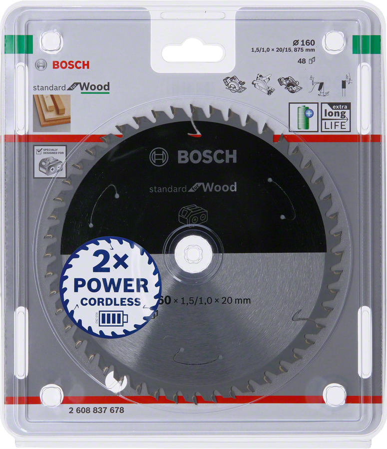 Bosch - Standard for Serisi Ahşap için Akülü Daire Testere Bıçağı 160*20 mm 48 Diş - Resim 2