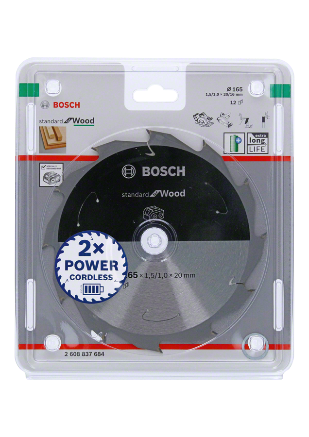 Bosch - Standard for Serisi Ahşap için Akülü Daire Testere Bıçağı 165*20 mm 12 Diş - Resim 2