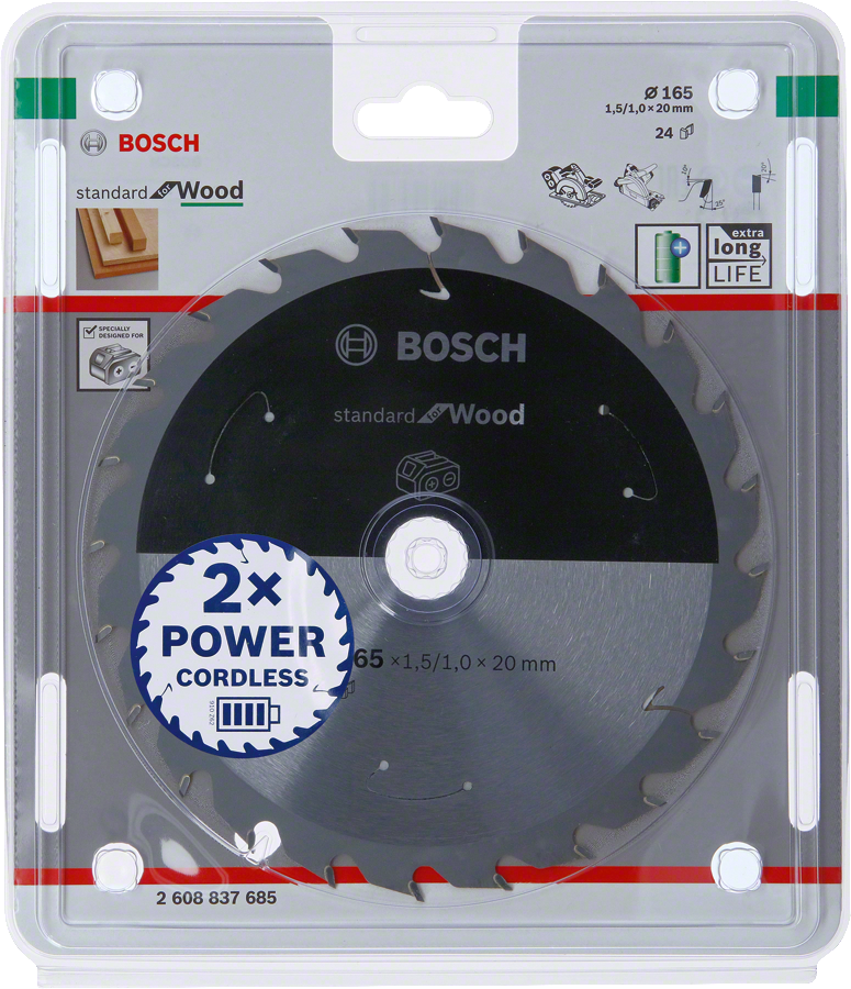 Bosch - Standard for Serisi Ahşap için Akülü Daire Testere Bıçağı 165*20 mm 24 Diş - Resim 2