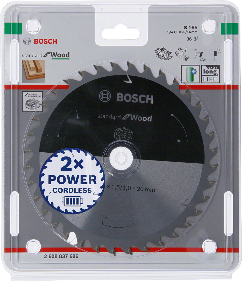 Bosch - Standard for Serisi Ahşap için Akülü Daire Testere Bıçağı 165*20 mm 36 Diş - Resim 2