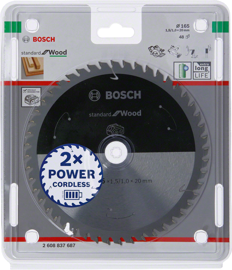 Bosch - Standard for Serisi Ahşap için Akülü Daire Testere Bıçağı 165*20 mm 48 Diş - Resim 2
