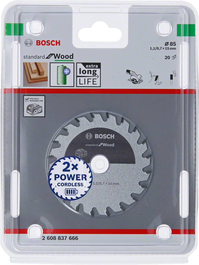 Bosch - Standard for Serisi Ahşap için Akülü Daire Testere Bıçağı 85*15 mm 20 Diş - Resim 2