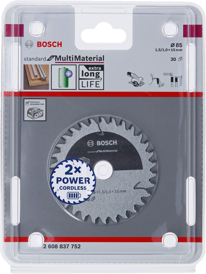 Bosch - Standard for Serisi Çoklu Malzeme için Akülü Daire Testere Bıçağı 85*15 mm 30 Diş - Resim 2