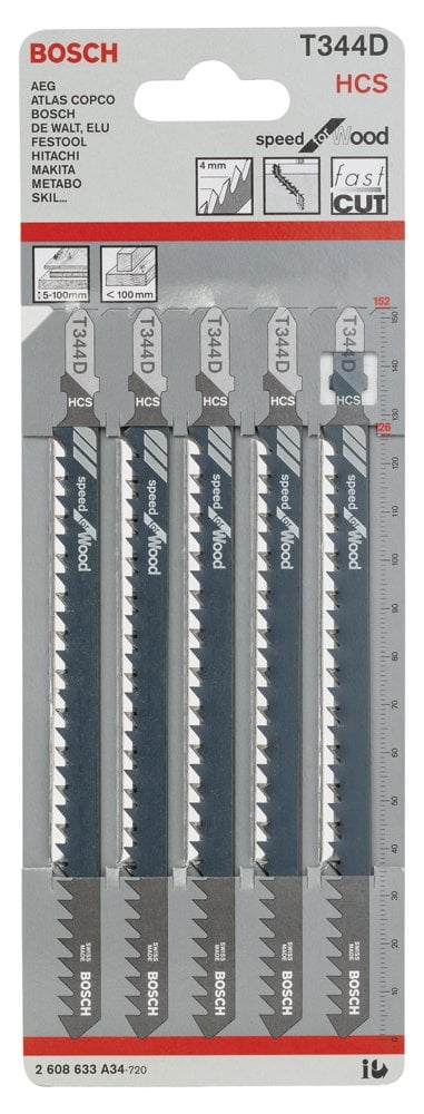 Bosch - Hızlı Kesim Serisi Ahşap İçin T 344 D Dekupaj Testeresi Bıçağı - 5'Li Paket - Resim 2
