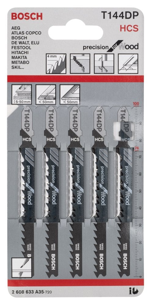Bosch - Hassas Kesim Serisi Ahşap İçin T 144 DP Dekupaj Testeresi Bıçağı - 5'Li Paket - Resim 2
