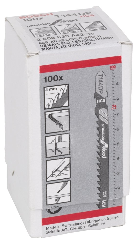 Bosch - Hassas Kesim Serisi Ahşap İçin T 144 DP Dekupaj Testeresi Bıçağı - 100'Lü Paket - Resim 2