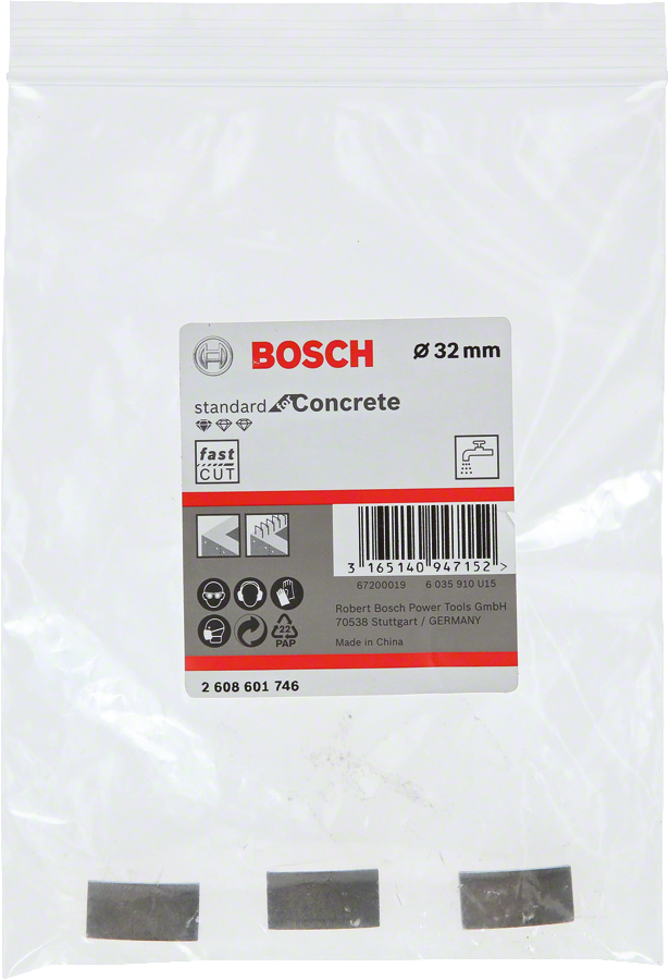 Bosch - Standard Seri Sulu Elmas Karot Ucu Segmanı 32mm G1/2'' 3'lü - Resim 2