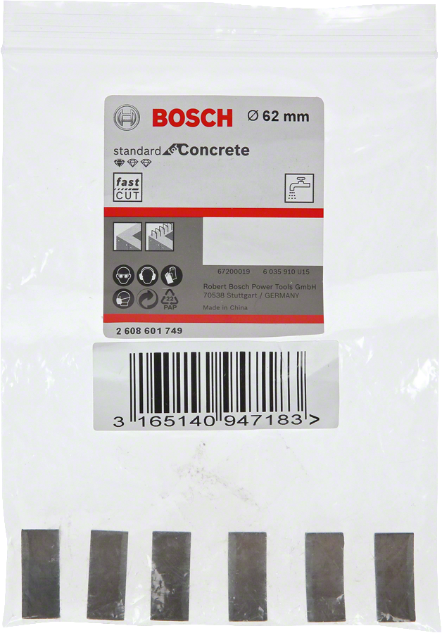 Bosch - Standard Seri Sulu Elmas Karot Ucu Segmanı 62mm 1 1/4'' 6'lı - Resim 2