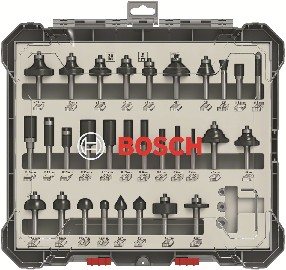 Bosch - Profesyonel 30 Parça Karışık Freze Ucu Seti 8 mm Şaftlı - Resim 2