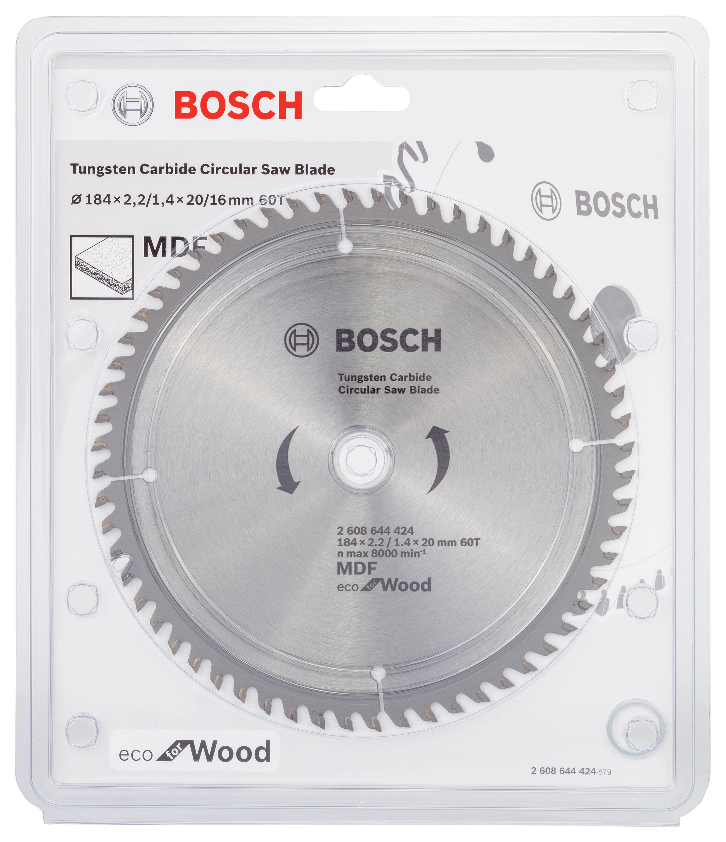 Bosch - Eco for Wood Daire Testere Bıçağı 184*20 mm 60 Diş - Resim 2